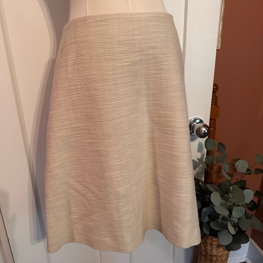 Tory Burch Denise A-line cream silk lined 8 zipper tweed textured mini skirt - Picture 5 of 15